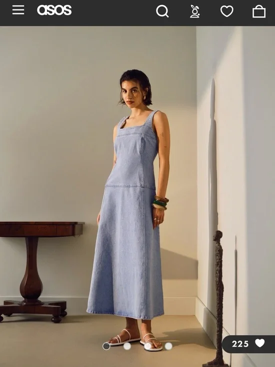 Brand New Topshop Denim Dropped Waist Midi Dress - Picture 5 of 6